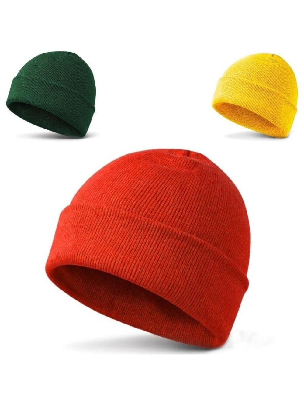 Men's 3-pack Red Yellow Green Spring Summer Autumn Winter Slouchy Beanies Hats